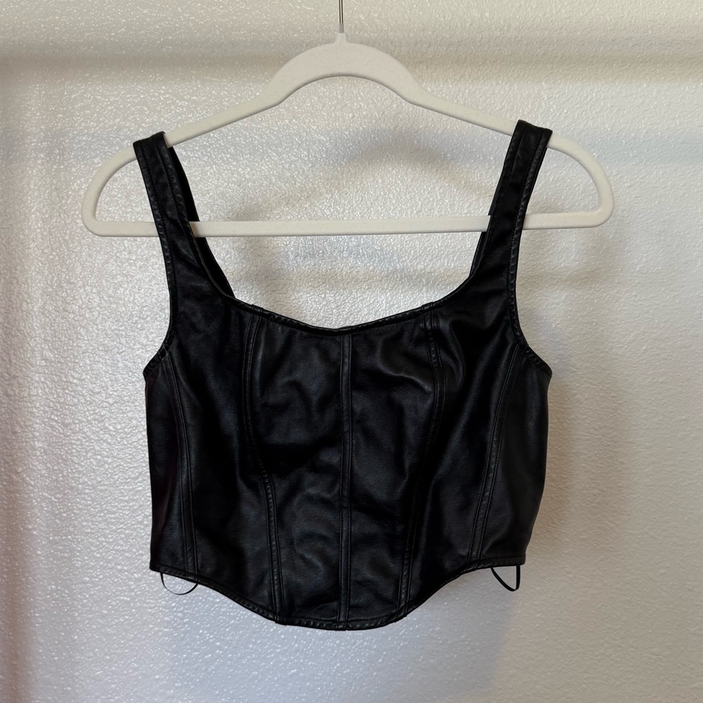 Sincerely Jules Black Faux Leather Crop Top